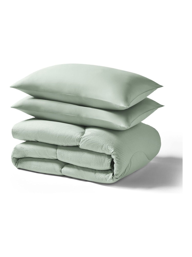 Night Lark Seersucker Coverless Duvet and Pillowcase 4.5 Tog Set - Image 6 of 9