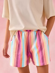 Multi Rainbow 100% Cotton Pull On Textured Shorts (3-16yrs) - Image 1 of 8