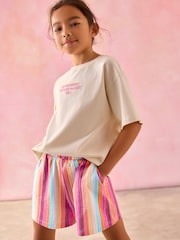 Multi Rainbow 100% Cotton Pull On Textured Shorts (3-16yrs) - Image 4 of 8