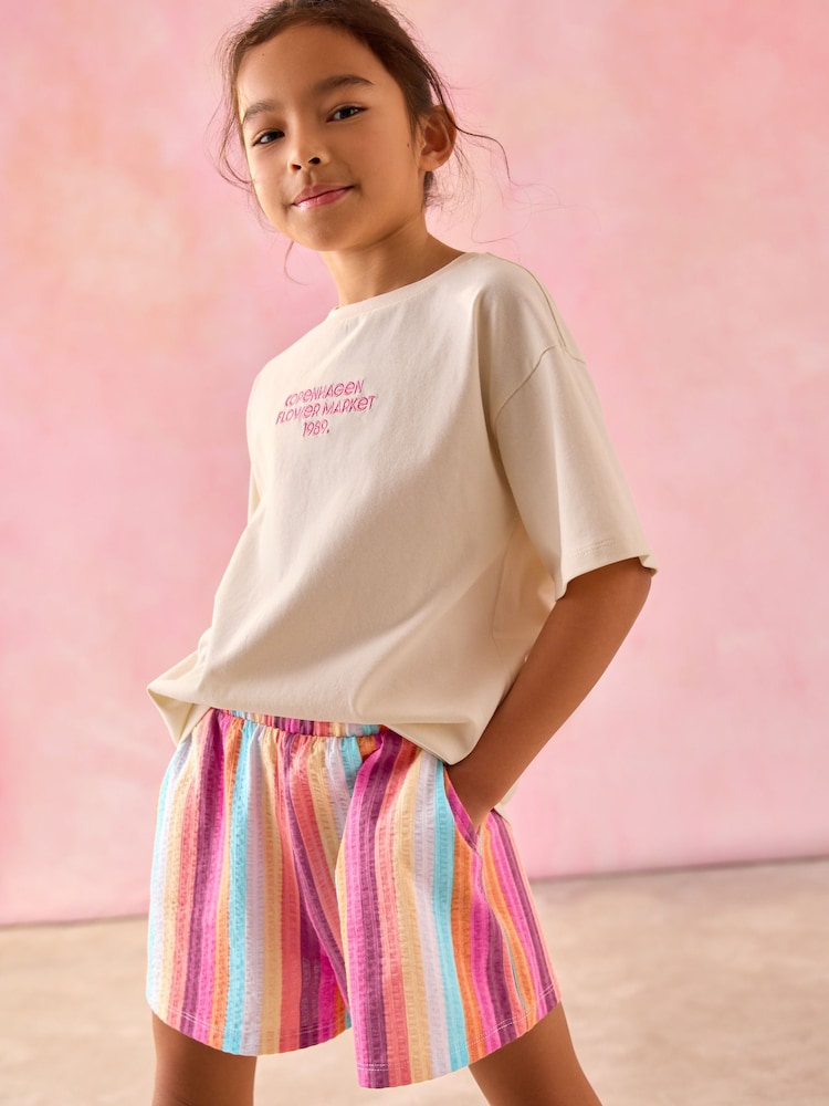Multi Rainbow 100% Cotton Pull On Textured Shorts (3-16yrs) - Image 4 of 8