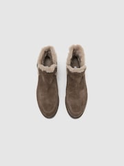 Reiss Winnie Suede Shearling-Lined Ankle Boots - Imaginea 4 din 7