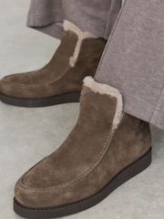 Reiss Winnie Suede Shearling-Lined Ankle Boots - Imaginea 6 din 7