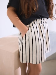 Monochrome Stripe 100% Cotton Pull On Textured Shorts (3-16yrs) - Image 1 of 5