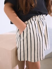 Monochrome Stripe 100% Cotton Pull On Textured Shorts (3-16yrs) - Image 5 of 5