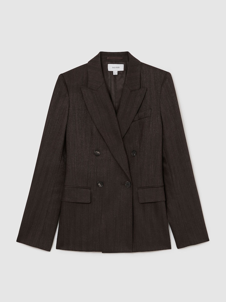 Reiss Dawson Wool-Blend Herringbone Double-Breasted Blazer - Slika 2 od 8