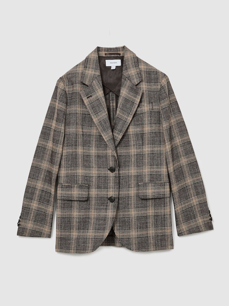 Reiss Sandor rūtains vilnas rūtains brīvā stila vienrindas žakete - Attēls 2 no 8 Reiss Sandor rūtains vilnas rūtains brīvā stila vienrindas žakete - Attēls 2 no 8