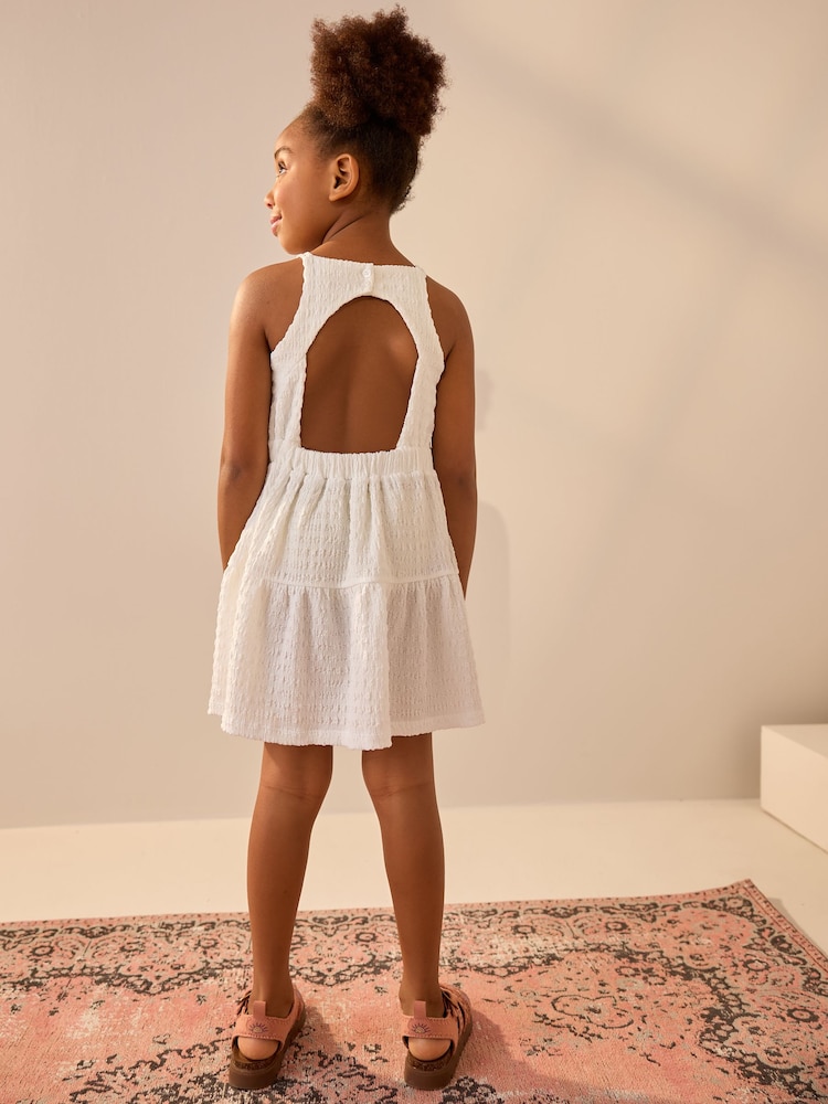 White Strappy Crinkle Summer Dress (3-16yrs) - Image 3 of 3