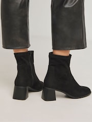 Simply Be Soft Black Extra Wide Fit Classic Block Heel Stretch Ankle Boots - Image 2 of 4
