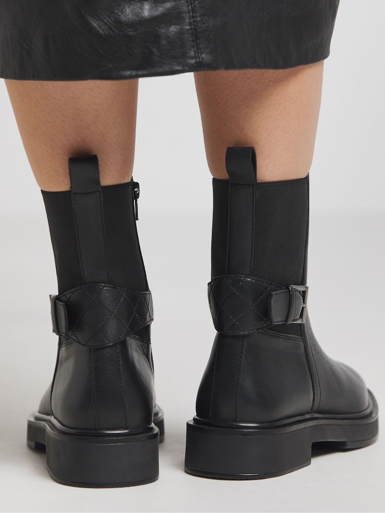 Simply Be Black Extra Wide Fit Chelsea Leather Ankle Boots In Wide Fit - Image 2 of 4