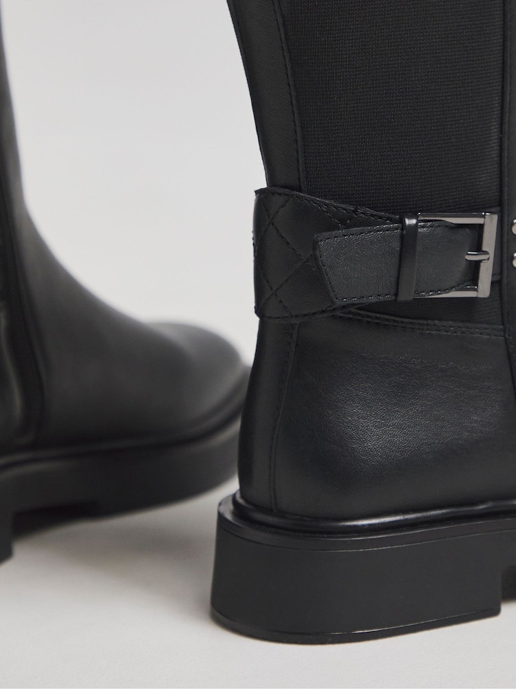 Simply Be Black Extra Wide Fit Chelsea Leather Ankle Boots In Wide Fit - Image 4 of 4