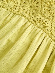 Citrine Yellow 100% Cotton Crochet Front Dress (3-16yrs) - Image 8 of 8