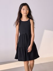 Black Strappy Crinkle Summer Dress (3-16yrs) - Image 1 of 6