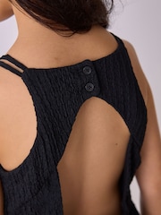 Black Strappy Crinkle Summer Dress (3-16yrs) - Image 4 of 6