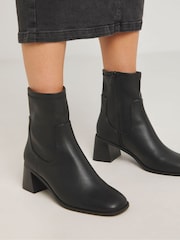 Simply Be Black Chrome Extra Wide Fit Classic Block Heel Stretch Ankle Boots - Image 1 of 4