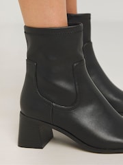 Simply Be Black Chrome Extra Wide Fit Classic Block Heel Stretch Ankle Boots - Image 3 of 4