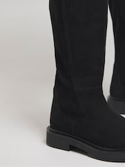 Simply Be Black Standard/Wide Fit Black Stretch Back Panel Flat Knee High Boots In Wide Fit' - Image 3 of 4