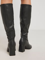 Simply Be Black Extra Wide Fit Wide Fit Classic Heeled Knee High Stretch Boots In With Curvy Plus Calf - Image 2 of 4