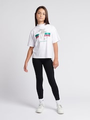 Juicy Couture White Girls Glitter Stripe 100% Cotton T-Shirt - Image 4 of 7