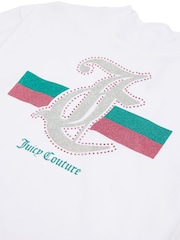 Juicy Couture White Girls Glitter Stripe 100% Cotton T-Shirt - Image 7 of 7
