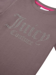Juicy Couture Grey Girls Fitted Diamante 100% Cotton T-Shirt - Image 3 of 3