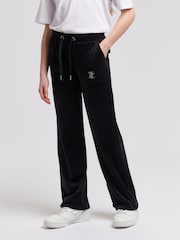 Juicy Couture Black Mini Girls Diamante Wide Leg Joggers - Image 1 of 5
