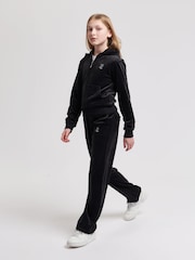 Juicy Couture Black Mini Girls Diamante Wide Leg Joggers - Image 2 of 5
