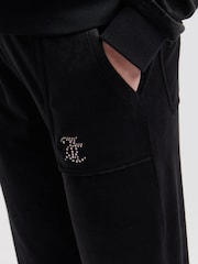 Juicy Couture Black Mini Girls Diamante Wide Leg Joggers - Image 3 of 5