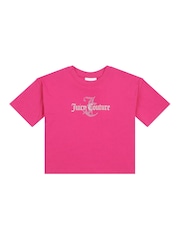 Juicy Couture Purple Girls Diamante & Glitter 100% Cotton JC T-Shirt - Image 5 of 7
