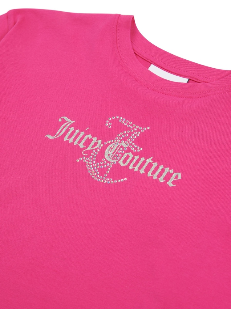 Juicy Couture Purple Girls Diamante & Glitter 100% Cotton JC T-Shirt - Image 7 of 7