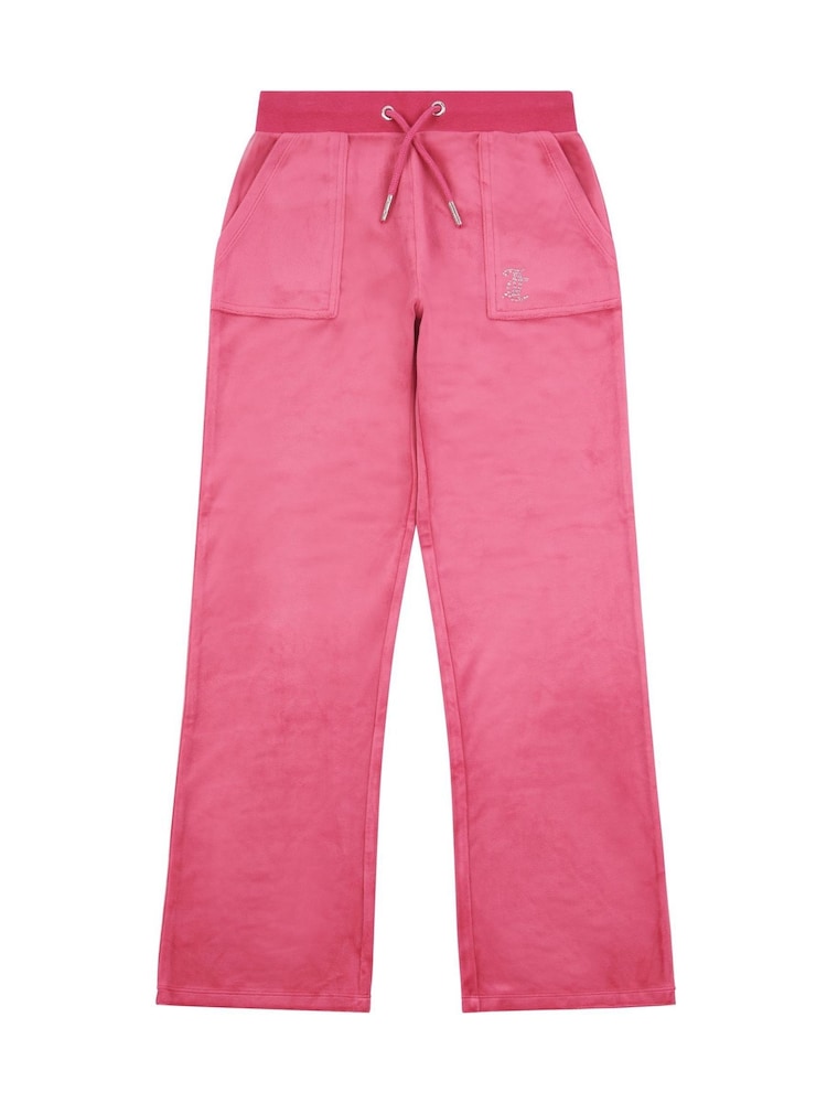Juicy Couture Pink Mini Girls Diamante Wide Leg Joggers - Image 1 of 3