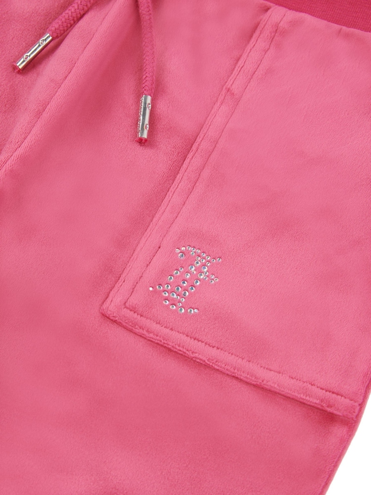Juicy Couture Pink Mini Girls Diamante Wide Leg Joggers - Image 3 of 3
