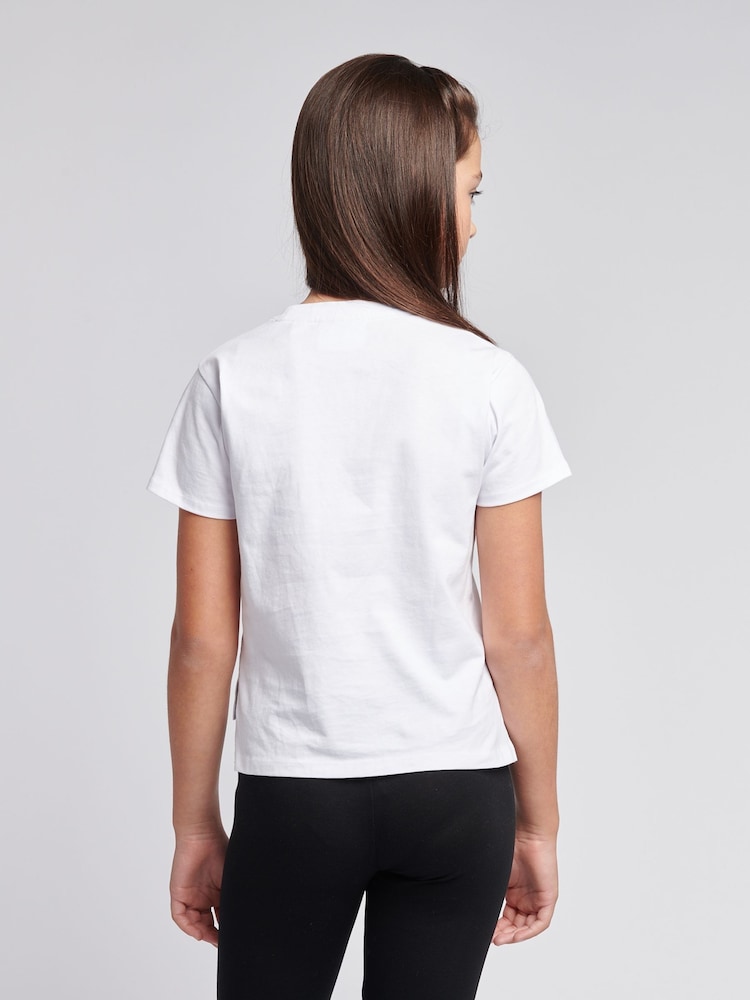 Juicy Couture White Girls Tonal Diamante Fitted 100% Cotton T-Shirt - Image 3 of 8