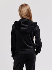 Juicy Couture Black Girls Mini Diamante Zip Hoodie - Image 2 of 4