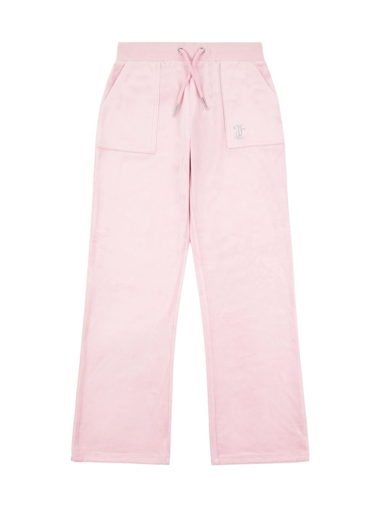 Juicy Couture Light Pink Mini Girls Diamante Wide Leg Joggers - Image 1 of 4