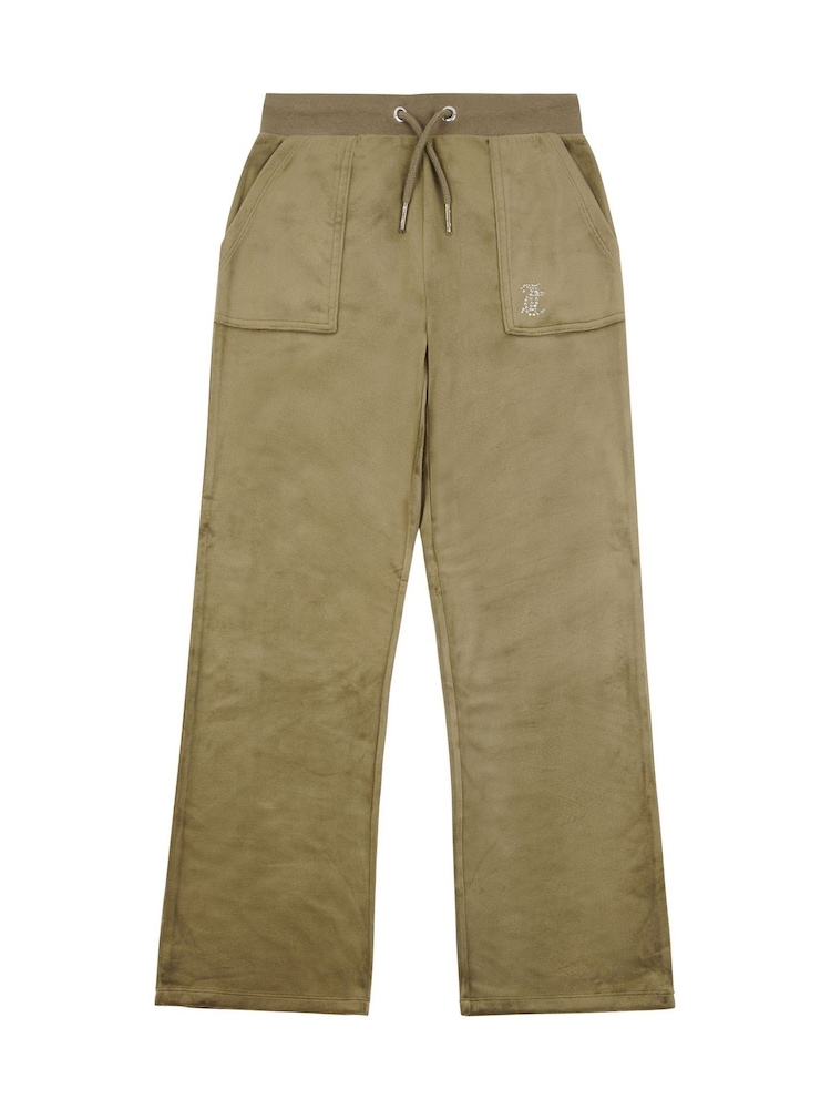 Juicy Couture Green Mini Girls Diamante Wide Leg Joggers - Image 1 of 4