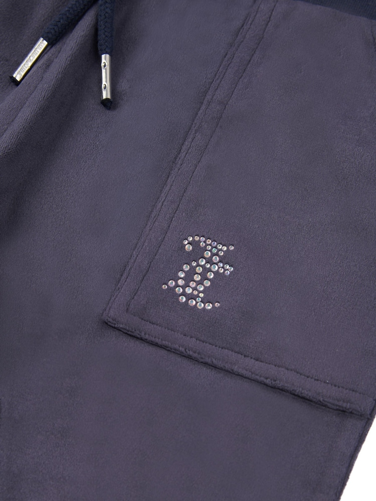 Juicy Couture Blue Mini Girls Diamante Wide Leg Joggers - Image 4 of 4
