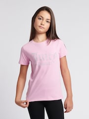 Juicy Couture Pink Girls Fitted Diamante 100% Cotton T-Shirt - Image 1 of 7