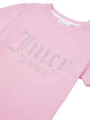 Juicy Couture Pink Girls Fitted Diamante 100% Cotton T-Shirt - Image 7 of 7