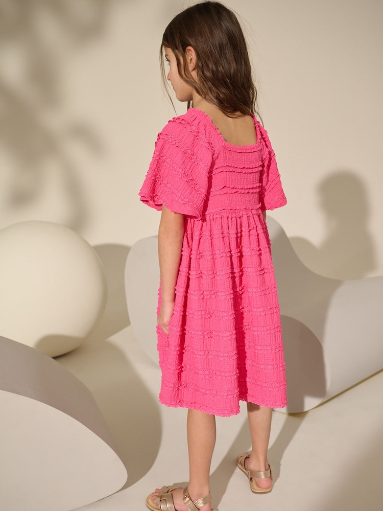 Fuchsia Pink Frill Detail Summer Dress (3-16yrs) - Image 2 of 4 Fuchsia Pink Frill Detail Summer Dress (3-16yrs) - Image 2 of 4