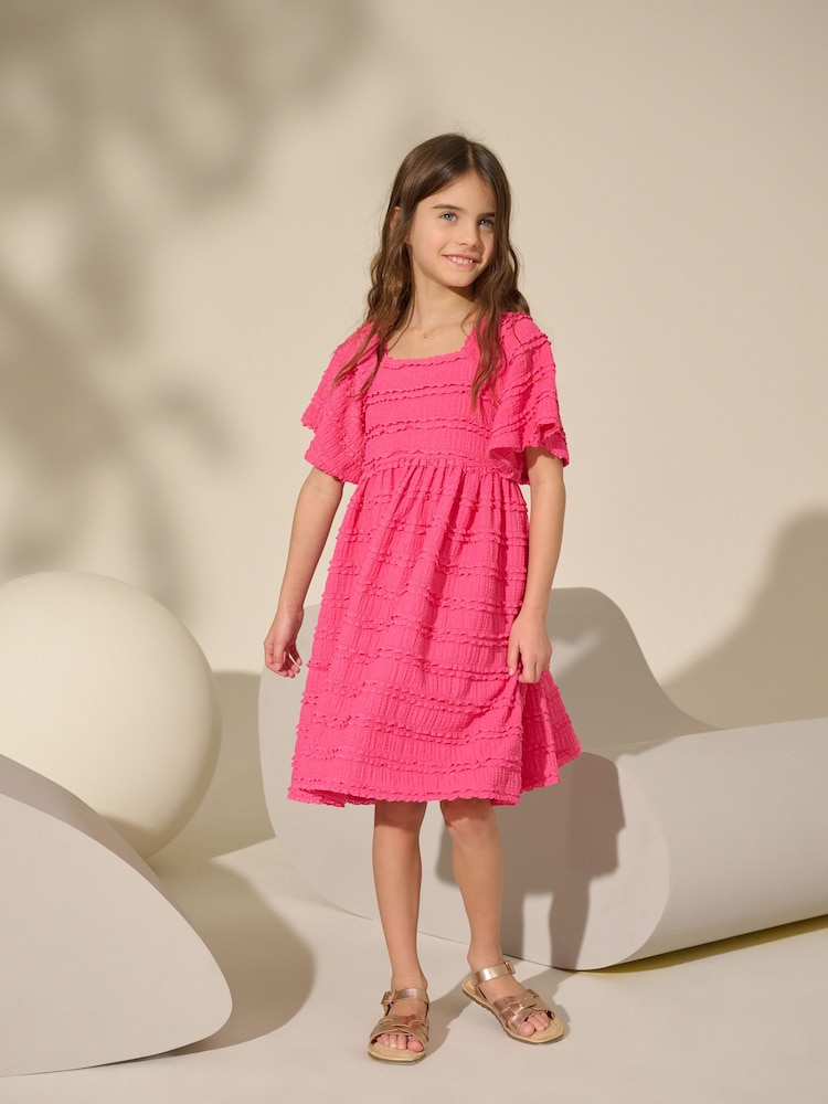 Fuchsia Pink Frill Detail Summer Dress (3-16yrs) - Image 3 of 4