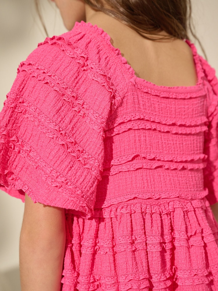 Fuchsia Pink Frill Detail Summer Dress (3-16yrs) - Image 4 of 4