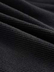 Black Ribbed Textured Grandad Neck T-Shirt - Image 6 of 7