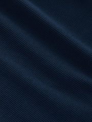 Bleu marine - T-shirt texturé côtelé à col grand-père - Image 9 de 9