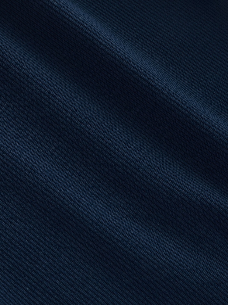 Bleu marine - T-shirt texturé côtelé à col grand-père - Image 9 de 9