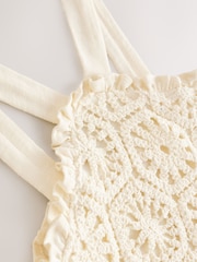 Ecru 100% Cotton Halter Next Crochet Trim Dress (3-16yrs) - Image 10 of 10