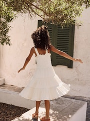 Ecru 100% Cotton Halter Next Crochet Trim Dress (3-16yrs) - Image 3 of 10