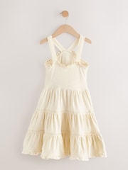 Ecru 100% Cotton Halter Next Crochet Trim Dress (3-16yrs) - Image 8 of 10
