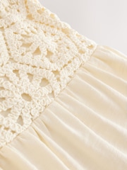 Ecru 100% Cotton Halter Next Crochet Trim Dress (3-16yrs) - Image 9 of 10