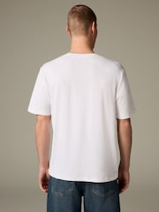 Weiß - Ribbed Textured Grandad Neck T-Shirt - Bild 3 von 8