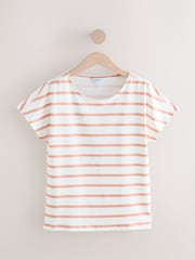 Pink Basic Stripe Round Neck T-Shirt - Image 1 of 3